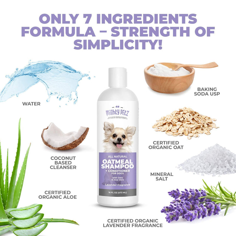 Mighty Petz 2-in-1 Oatmeal Dog Shampoo + Mighty Petz Dog Ear Cleaner Solution + 2-in-1 Dog Breath Freshener Spray & Water Additive Bundle - PawsPlanet Australia