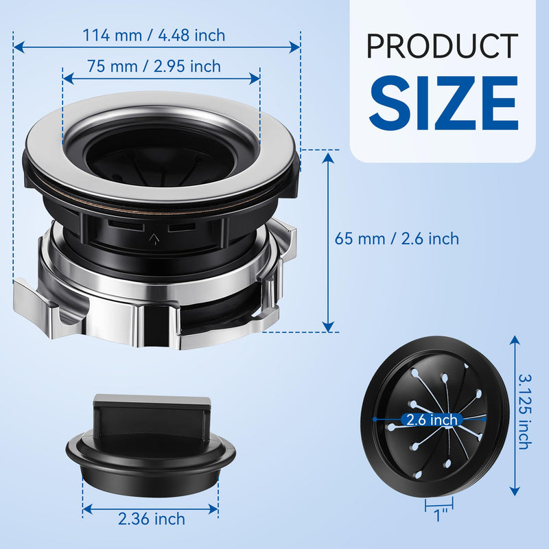 Garbage Disposal Sink Flange Kit with Garbage Disposal Stopper and Splash Guard, Garbage Disposal, Compatible with Waste King EZ Mount, Whirlaway and GE Models Garbage Disposal