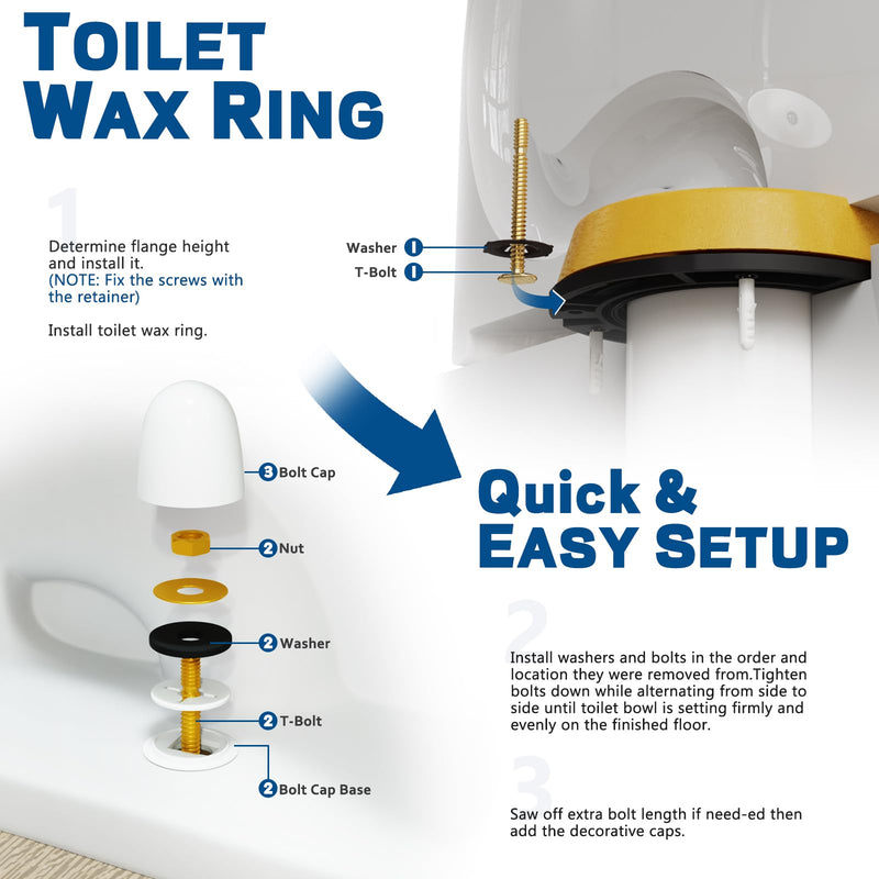 NEEXAN Toilet Flange Repair Kit with Wax Ring and Bolts, Fits 3-4 in Drains 8