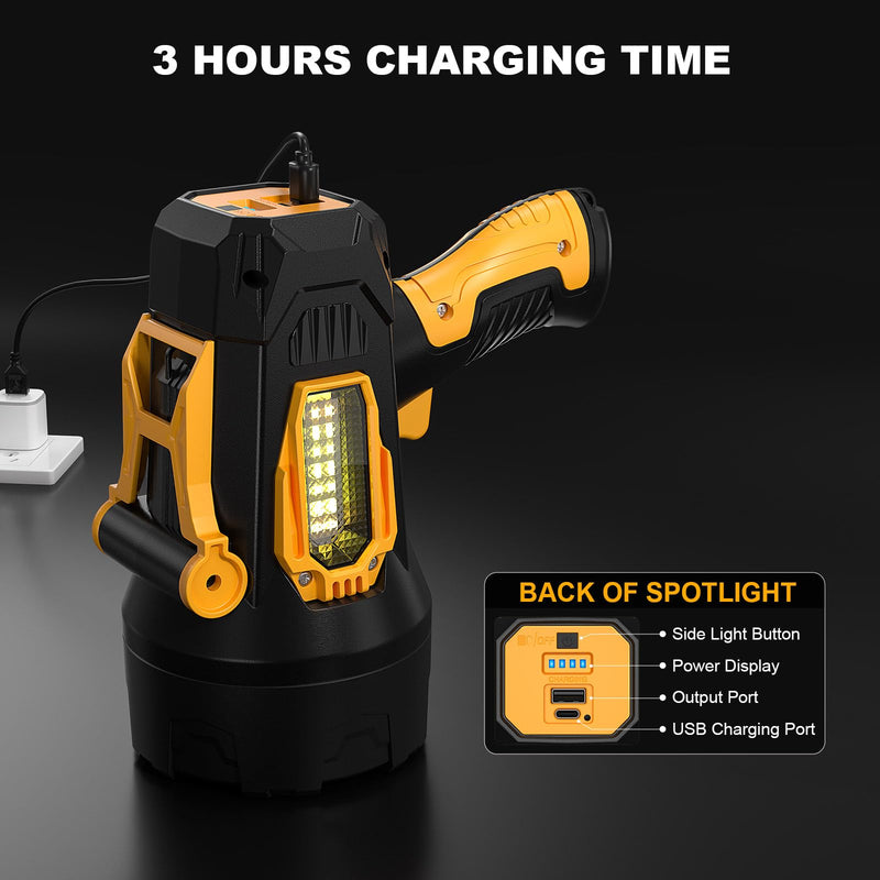 MIXILIN Rechargeable Spotlight 99,000 Lumens, Super Bright LED Spotlight Flashlight Outdoor with COB Light & Foldable Tripod, 10000ɱAh Long Lasting Large Handheld Spot Light for Boating Camping