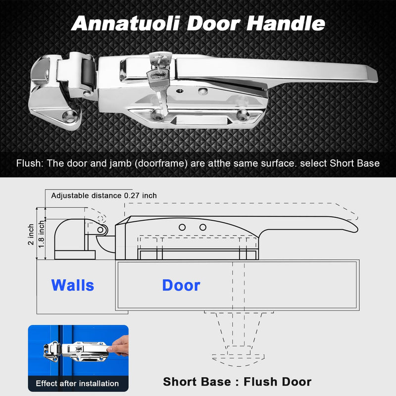 Walk in Cooler Door Handle, Door Closer Latch Kit, Doors Handle and Coolers Radial Latch for Freezer, Containers, Warehouse, 1/8 in to 1/4 in Flush and Release Handle New-1/8-1/4-Flush-Silver