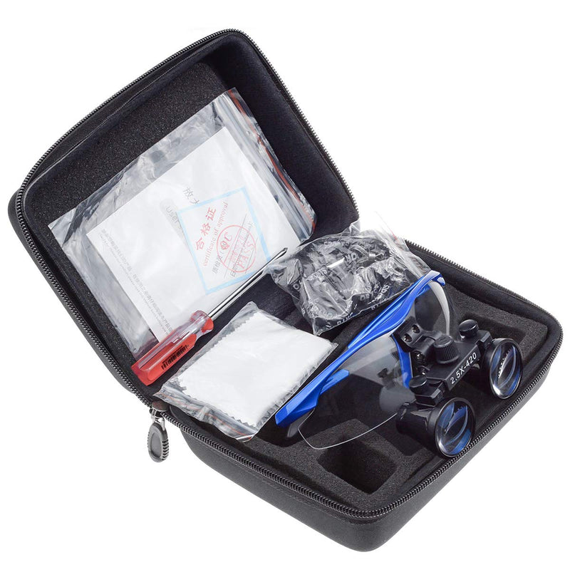 2.5X420MM Dental Surgical Binocular Magnifier Loupes Surgical Magnifier Optical Glasses Blue
