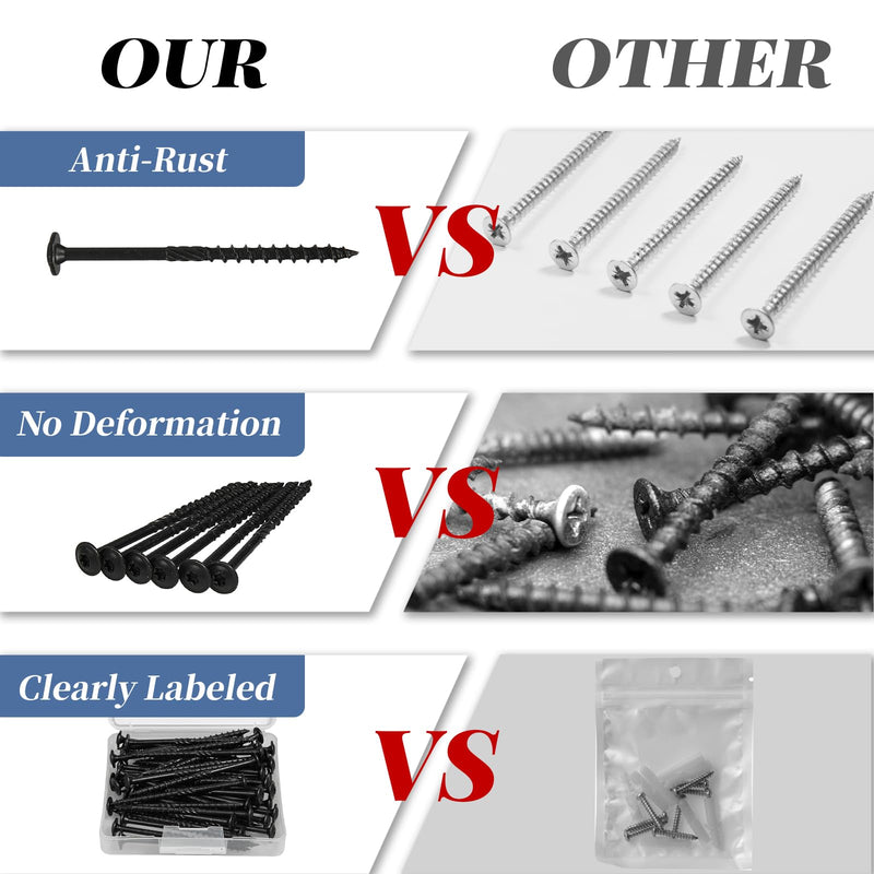 Lag Screws 4 Inch, 25PCS Heavy Duty Construction Screw, Structural Wood Screw #14 x 4, Rust Resistant, Washer Head, Black Coated Exterior Wood/Lag Screws Hex Socket #14 x 4" (Torx Head) 25
