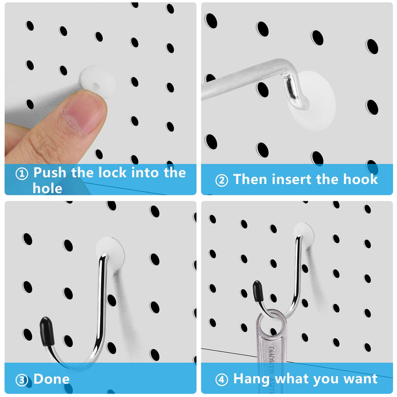 Pegboard Hook Locks, Peg Board Plugs, for Stopping Hooks from Falling Off, 60PCS, Translucent
