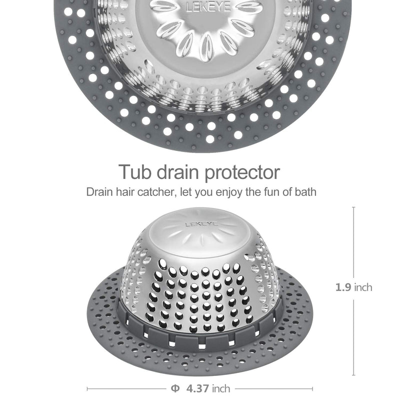 LEKEYE Drain Hair Catcher/Bathtub Drain Cover/Drain Protector for Pop-Up & Regular Drains(Patented Product) 7070
