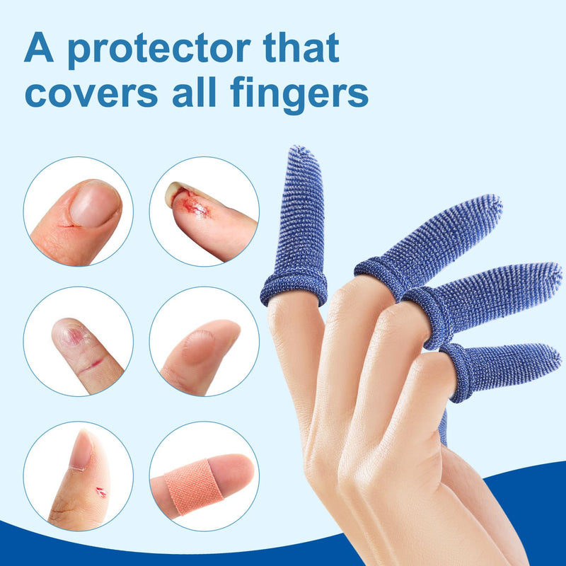 Dimora Finger Cots, 60Pcs Finger Protectors for Finger Tips, Breathable Finger Bandages for Wounds Care, Elastic Finger Gloves for Cargo Handling, Gardening Work, Fitness, Medium, Blue
