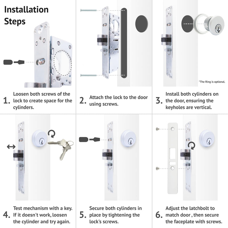 elox Storefront Narrow Stile Aluminum Door Mortise Deadlatch Lock Double Keyed Zinc Cylinder & 4 Keys, Handing Reversible, 1-1/8" Backset, in Bronze Duronodic Finish