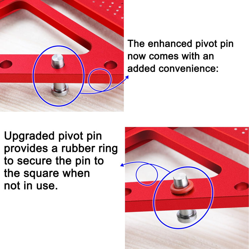 Large Carpenter Square 6.5''x5.79''Protractor Ruler with 3D Multi-Angle Measuring and Scribing Features with Anti-Lost Pin for Accurate Woodworking & Construction Red