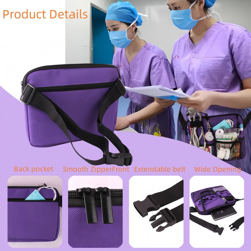 Yodilala Nurse Fanny Pack,Medical Waist Bag Medical Gear Pockets Storage for Stethoscopes,Utility Waist Storage Bag,Adjustable Waist Strap，Bandage Scissors and Other Medical Supplies（Purple） Purple