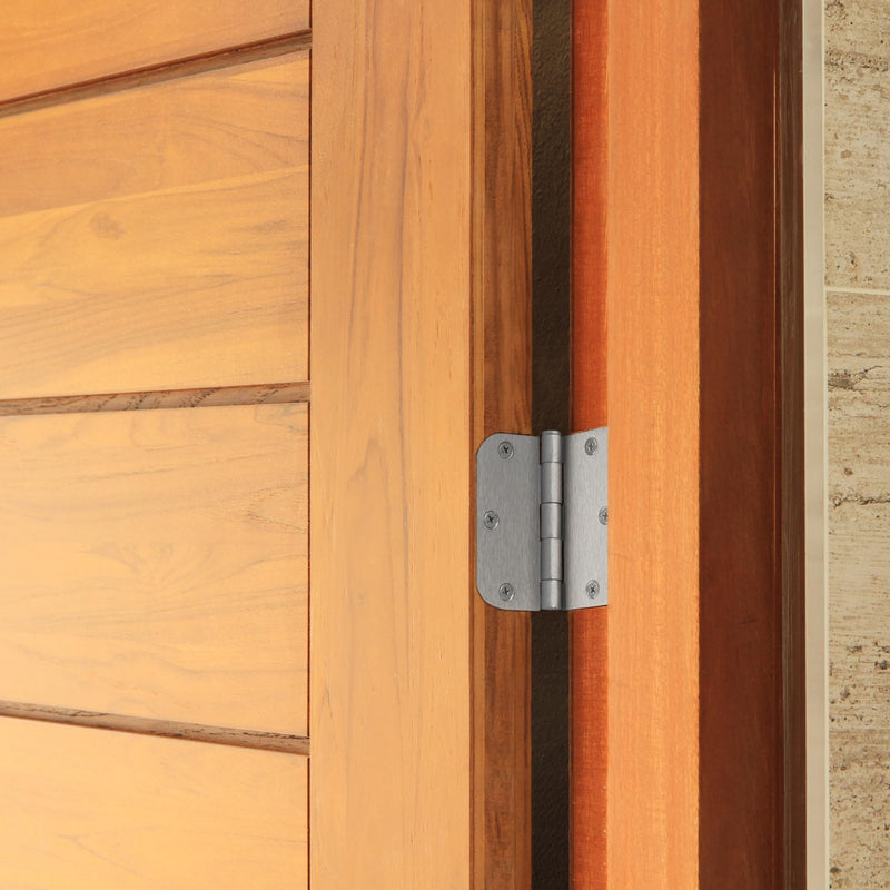 Design House 181412 Door Hinges for Interior Doors 5/8-inch Radius Steel Door Hinge Door Hardware, 3-1/2-inch x 3-1/2-inch, Satin Nickel, 3-Pack