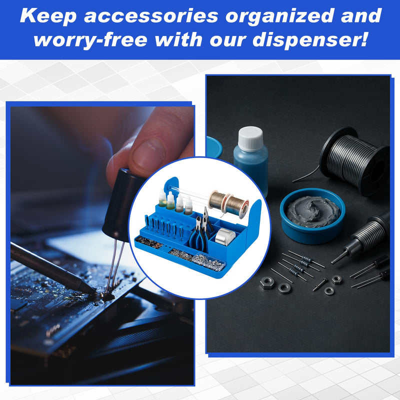 Leinuosen Solder Dispenser Soldering Tools Organizer Reel Stand Non Slip Solder Wire, Flux, Paste and Small Parts Storage Box with Anti Skid Feet(Blue) Blue