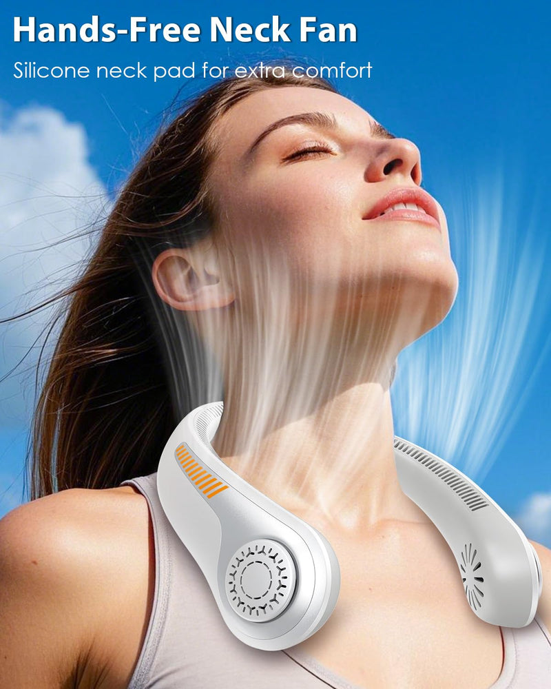 Portable Neck Fan Rechargeable Wearable Personal Fan Blow Cold Air, 5 Speeds, USB Battery, Neck Cooler with Neckbrace, Gift for Men Women, Sports, Gardening, Home, Outdoors, Travel, Camping Gray