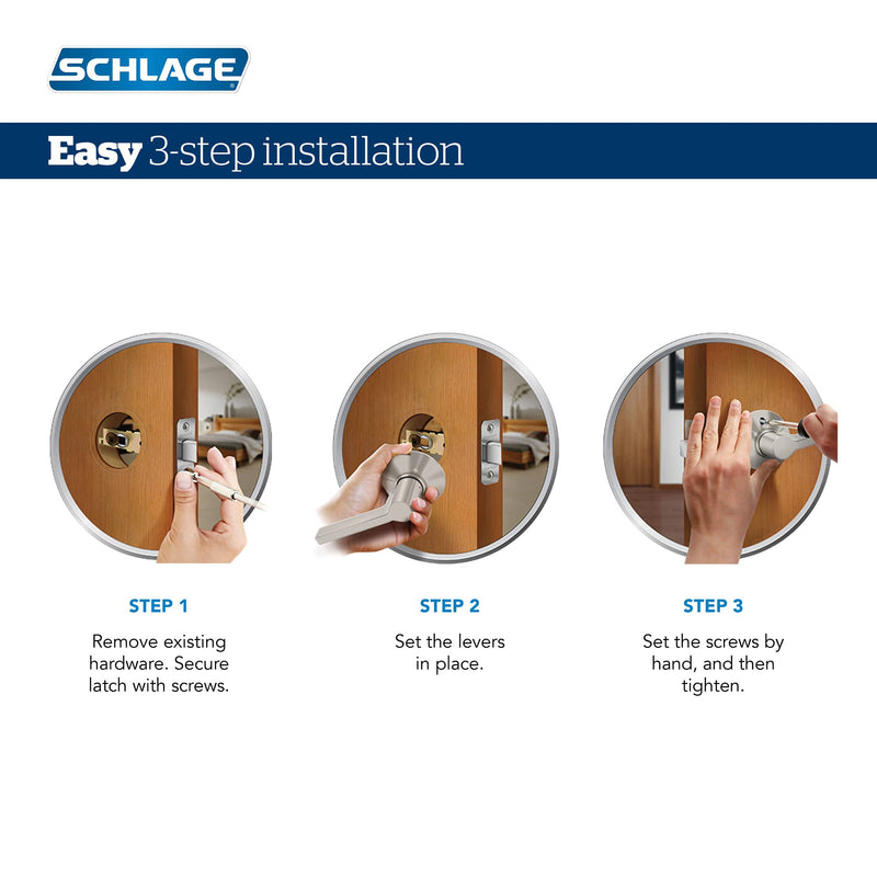 Schlage F10 FLA 605 Flair Door Lever, Hall & Closet Passage Lock, Bright Brass Standard