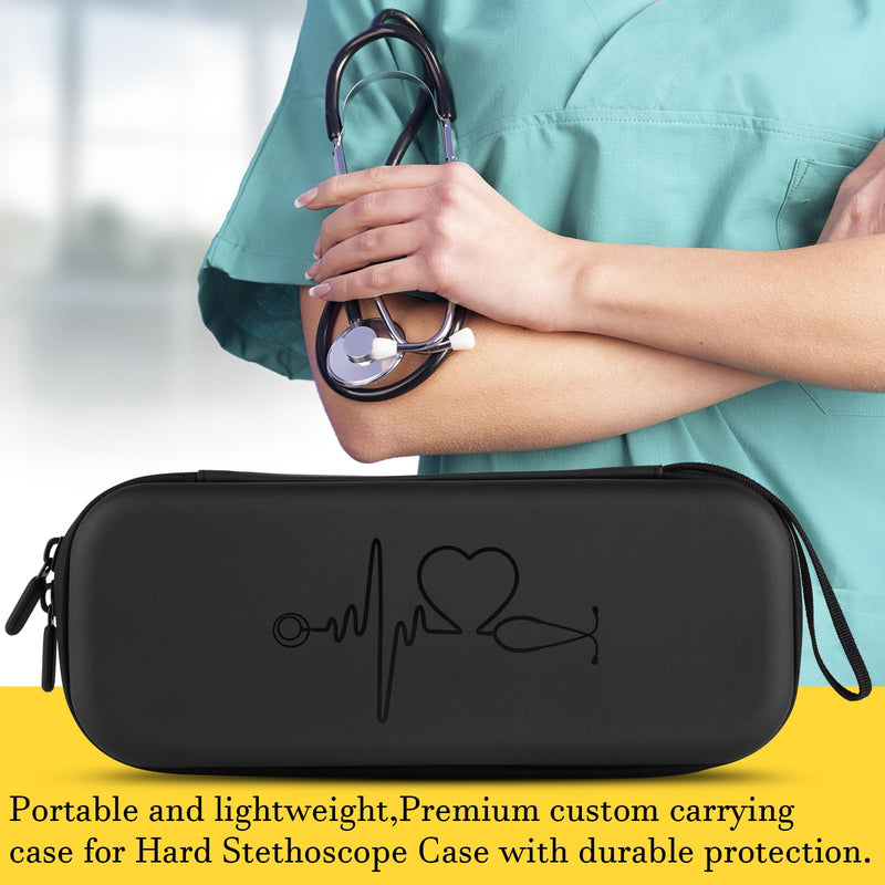 Stethoscope Case for 3M Littmann,Stethoscope Carrying for MDF Acoustica Deluxe Stethoscopes,Stethoscope Travel Holder for Nurse Accessories Black PU-Black