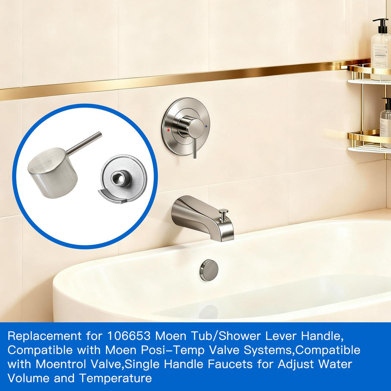 All Metal Replacement for Moen Tub/Shower Lever Handle, Compatible with Moen Posi Temp Shower Handle and for Cartridge,Single Handle Faucets for Adjust Water Volume and Temperature,Brushed Nickel Brushed Nickel