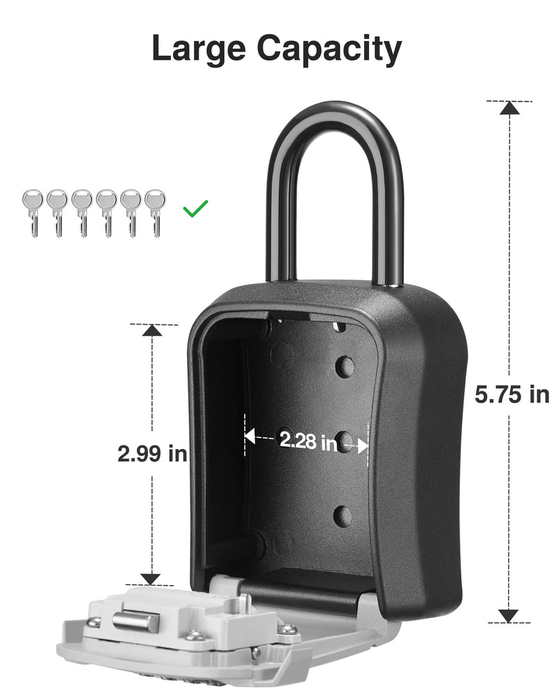 Puroma Lock Box, Key Lock Box Wall Mount & Portable Combination Lockbox with Resettable Code, Security Lockbox for Outside House Keys, Apartment Realtors Spare Keys Storage (1 Pack, Gray) 1