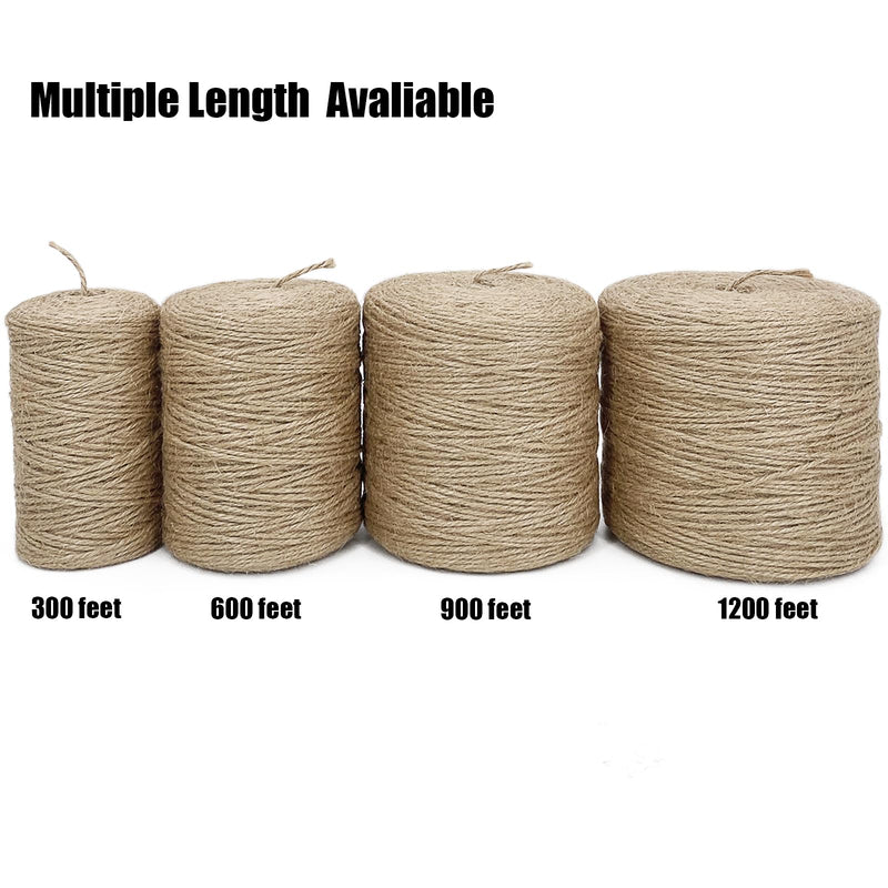Leecogo 2mm Jute Twine 300 Feet 3Ply Twisted Heavy Duty Brown Twine String Ribbon for Arts Crafts DIY Project Gardening Packing Materials 300.0 Feet