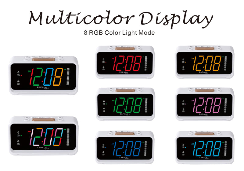 Alarm Clock Radio, 2 Alarms Jumbo LED Display Plug in Digital FM Clock Radio with USB Charging Port, Days Display, Adjustable Volume & Dimmer, Nightlight, Snooze for Deep Sleepers Kids