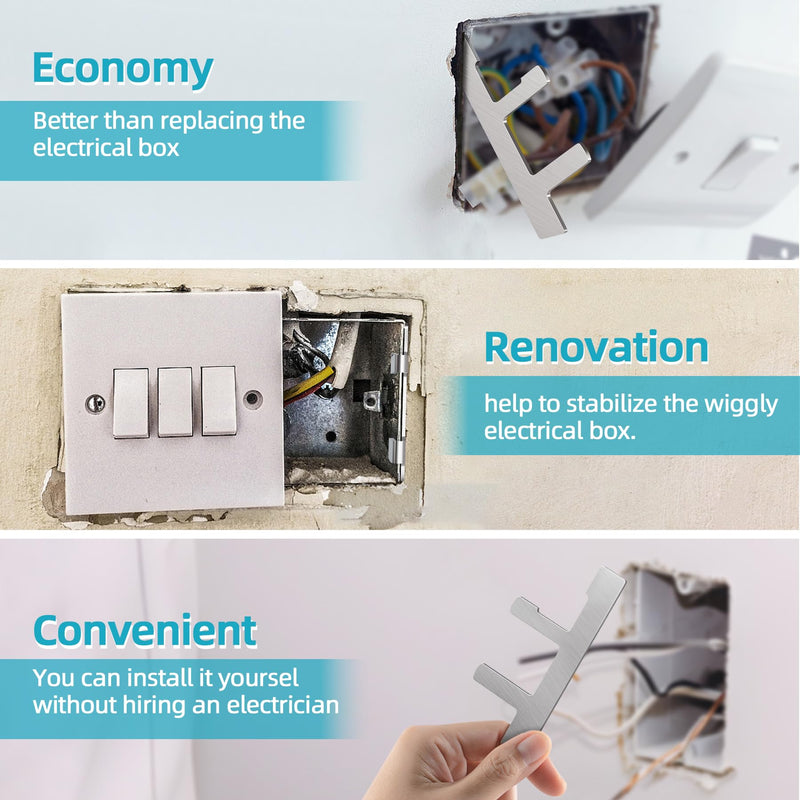 15 PCS Switch Box Straps, Electrical Box F Clips Support, Strap on Electrical Outlet Repair for Loose Outlet Fix, Electrical Device Mounts with Plaster Ears Electrical Box F Clips -15 PCS