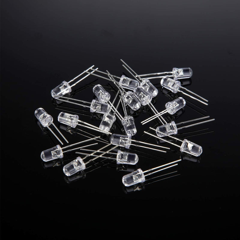 EBOOT 100 Pieces Clear LED Light Emitting Diodes Bulb LED Lamp, 5 mm(White) White