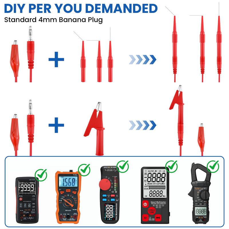 16Pcs Back Probe Kit, Banana Plug Wires with Electrical Testing Probes & Insulated Alligator Clips for Automotive Circuit Diagnosis, Vehicle Electrical Maintenance 16PCS