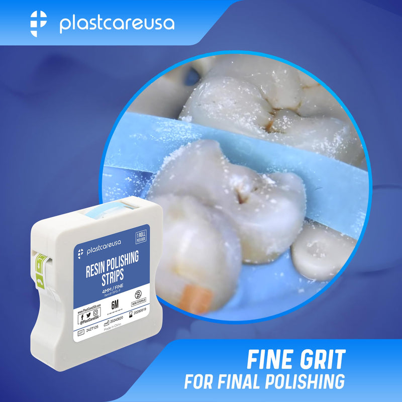 Fine Grit Dental Polishing Strips Kit - Teeth Sanding Tape for Tooth Flossing & Cleaning | Abrasive Sandpaper Strip Tool, 4mm x 6M, 1 Roll Fine Grit