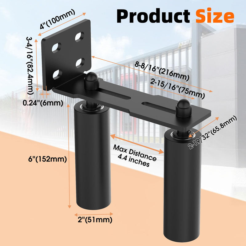 Sliding Gate Guide Roller, 6" Nylon Wheels, Black-2pcs 6in