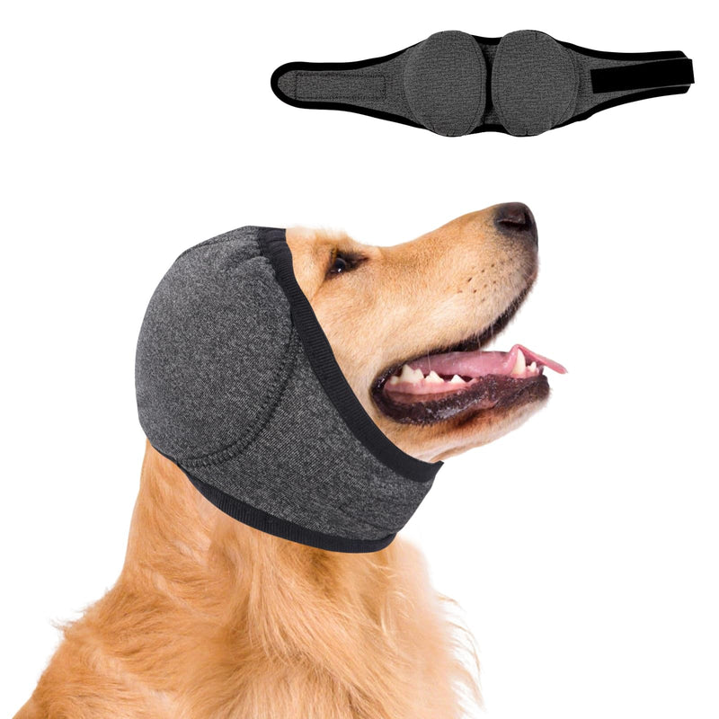 Dog Ear Muffs No Shake Ear Wraps for Dogs Ear Protection for Noise & Anxiety Relief Comfort Calming Hoodie, Protection Firework Grooming Bathing and Force Drying (Grey L) Grey