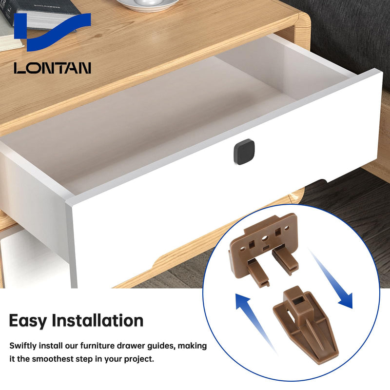 LONTAN DGSL01 Plastic Drawer Slides and Guides 2 Pack Drawer Replacement Part for Center Mount Drawer Slides Plastic Drawer Guides for Dresser Classic