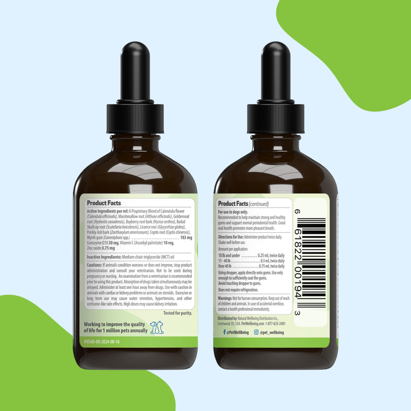 Pet Wellbeing Healthy Gums for Dogs - Topical Drops for Oral Care, Dental Health & Fresh Breath - NASC Certified & Vet-Formulated - 4 oz Liquid 4 fl oz (118 ml)