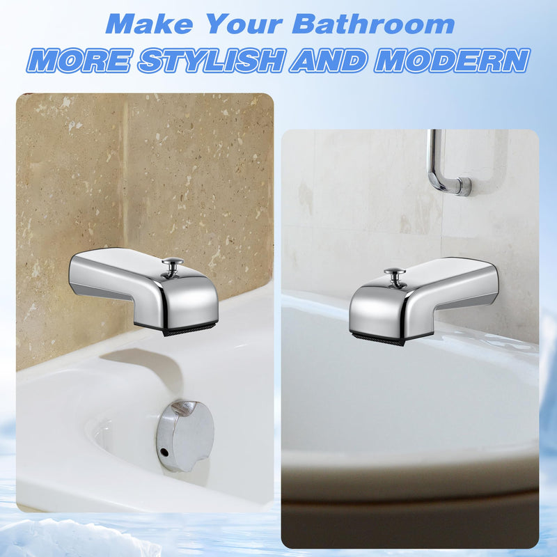 Dreyoo Tub Spout (Universal Fits 1/2" Copper Pipe, 1/2" IPS and 3/4" IPS), Bathroom Bathtub Faucet with Adapters and Hex Wrench(Chrome,Waterfall Spout) Chrome Waterfall Spout