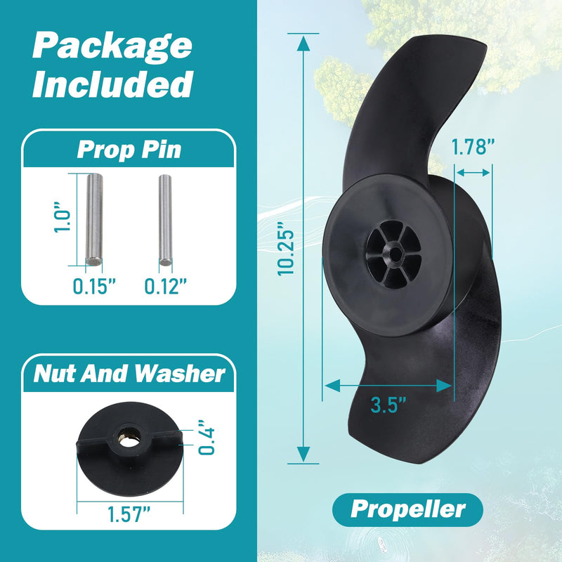 8M4004173 2-Blade Weedless Propeller Prop Fits Trolling Motors with 3.5-Inch Lower Diameter Housing, 3.5-Inch Hub 10.25-Inch Diameter