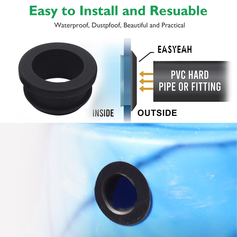 3/8" Drill Hole, 1/4" ID Silicone Rubber Top Hat Grommets for Wiring, 3/16" Groove Width, Automotive Firewall Wire Cable Protector Gasket Ring for Tubing in Hydroponic, Irrigation Systems, 35 pcs 1/4"ID, 3/8"DH