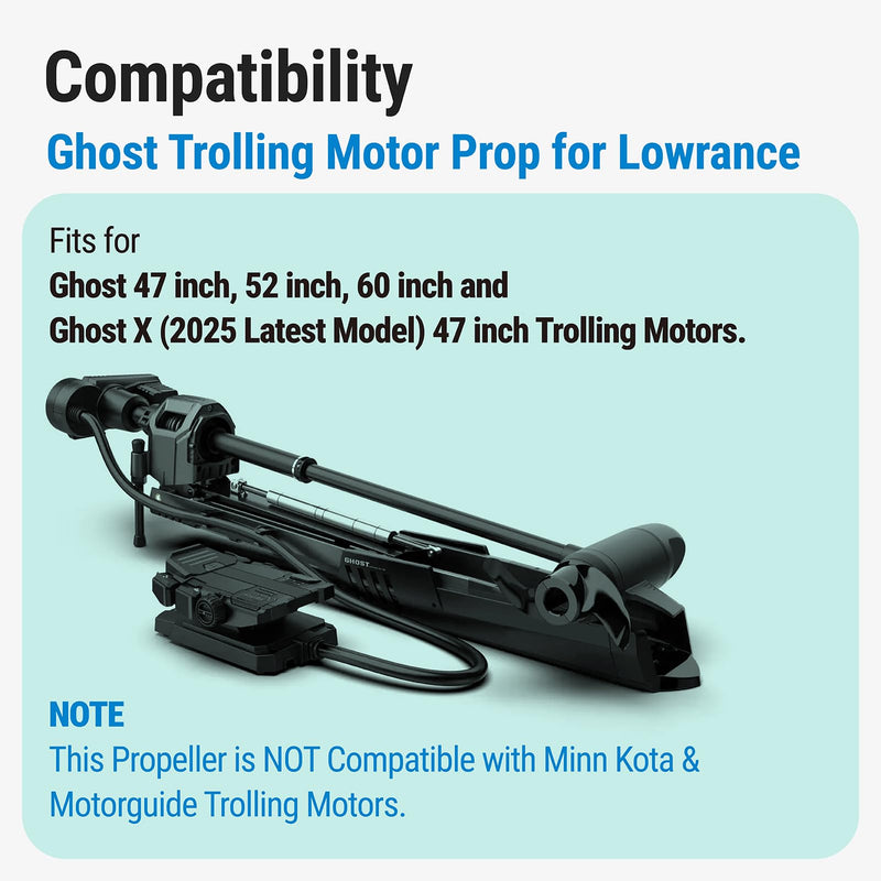 000-15237-001 Weedless Propeller, Compatible with Lowrance Ghost ＆ Ghost X Trolling Motor, Replace Ghost Series 47, 52, 60 inch Trolling Motor Prop