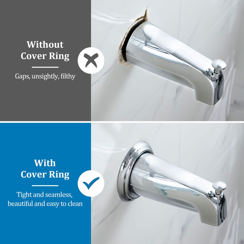 Enhon Metal Tub Spout Cover Ring, Bathroom Faucet Remodeling Wall Plate with Foam Gasket, 1-1/2 Inch ID and 3-5/8 Inch OD(Chrome) Chrome
