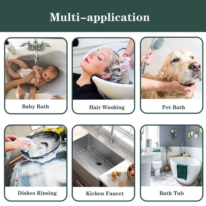 Bathtub Shower Head Sink-Faucet set，Tub faucet spayer attachment with 5 Adapters and 59" Hose for Pet Dog Rinse、 Baby Bath 、Hair washing, ON/OFF Extension for Tub, Utility Sink, Garden and Bathroom