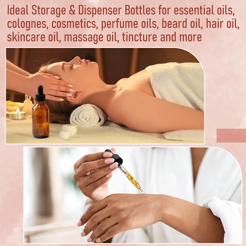 4 oz Dark Amber Glass Dropper Bottles with Measured Dropper, 4 Pack- 120ml Thick Tincture Bottles with Measurement Eye Dropper, Leakproof Essential Oils Bottles for Health, Personal Care & Beauty