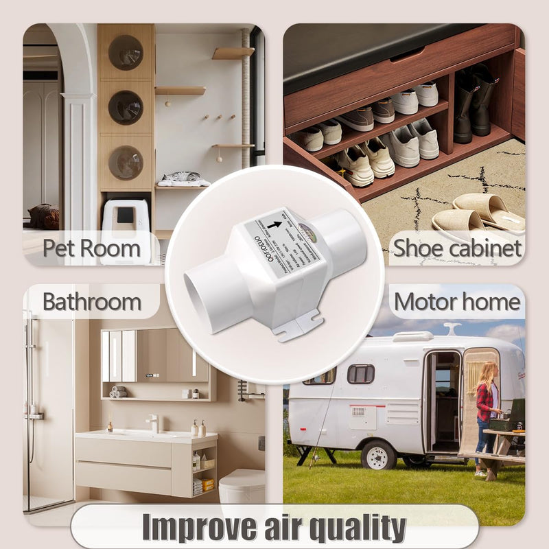 2.5 inch/60mm Inline Booster Duct Fan 14W with Variable Speed Controller Ventilation Cooling Exhaust Fan Low Noise Energy Efficient Blower Can Fan for 3D Printer Bathroom Kitchen (Adjustable Speed) Adjustable Speed