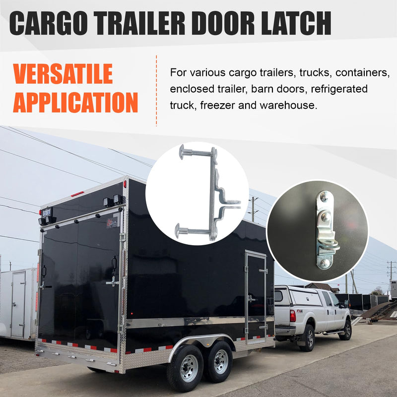 GDW Cargo Trailer Door Latch Hasp Keeper for Ramp Padlock Race Bar Lock Handle Enclosed Car Hauler (‎Trailer Door Hasp 2pack +Screws 4+Nuts 4)