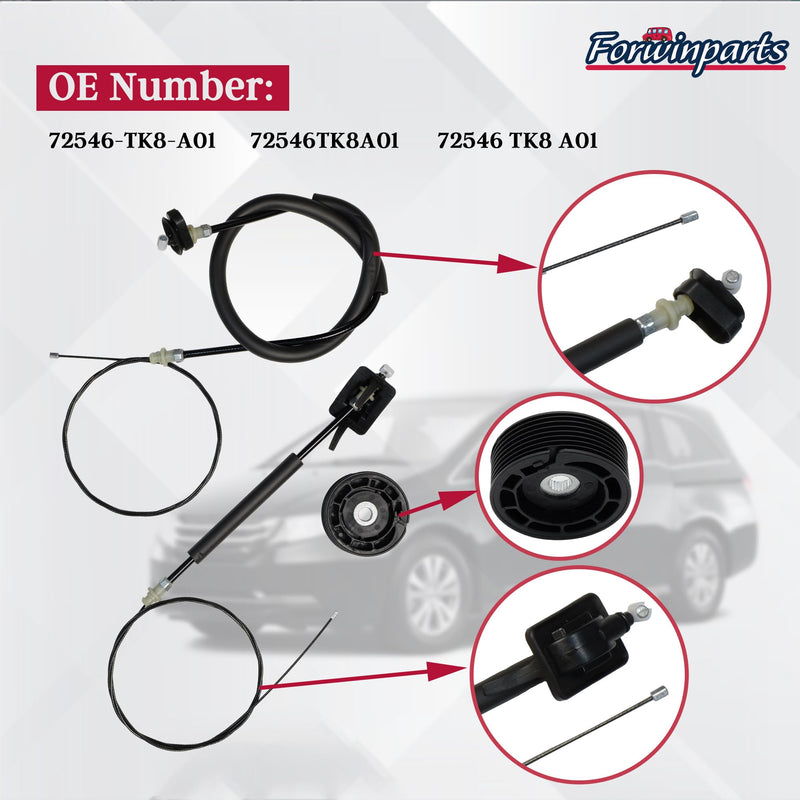 Forwinparts 72546TK8A01 Power Sliding Door Cable with Pulley Wheel Left or Right Door for Honda Odyssey 2011 2012 2013 2014 2015 2016 2017 72546-TK8-A01 without Motor