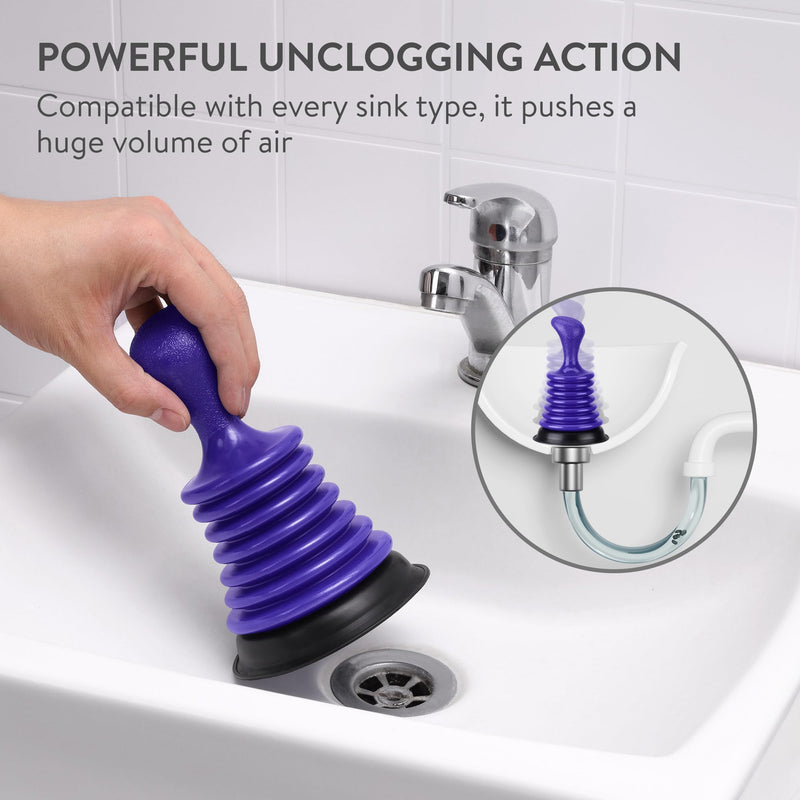 Luigi's Mini Plunger for Bathroom Kitchen Sink Bath & Shower Drain - Small Powerful Sink Plunger Clog Remover for Sink Drain - Mini Accordion Sink Shower Drain Bathtub Plunger Mini Sink Plunger