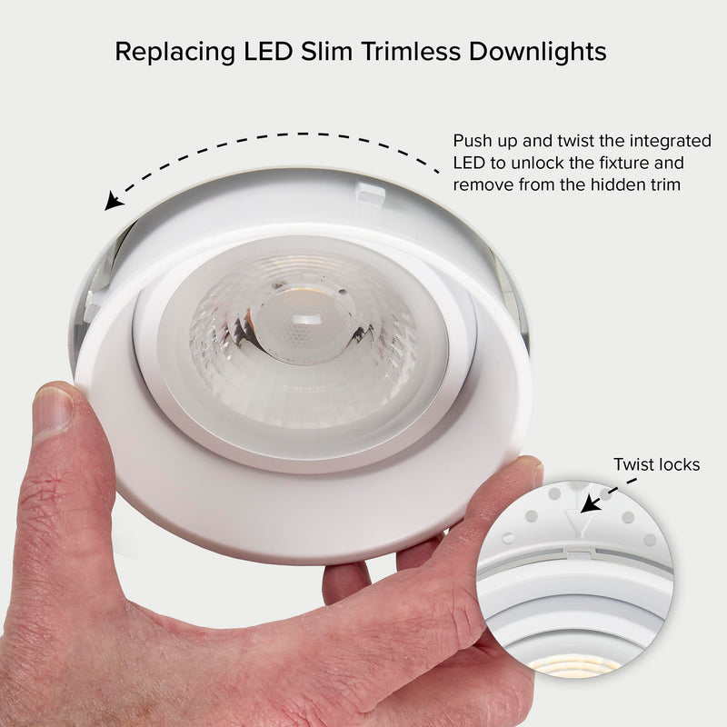 Maxxima 2" Trimless Recessed LED Eyeball Gimbal Downlight, 600 Lumens 5 CCT | Adjustable Color Selectable 2700K/3000K/3500K/4000K/5000K, 360° Rotation, Dimmable Canless IC Rated, J-Box Included