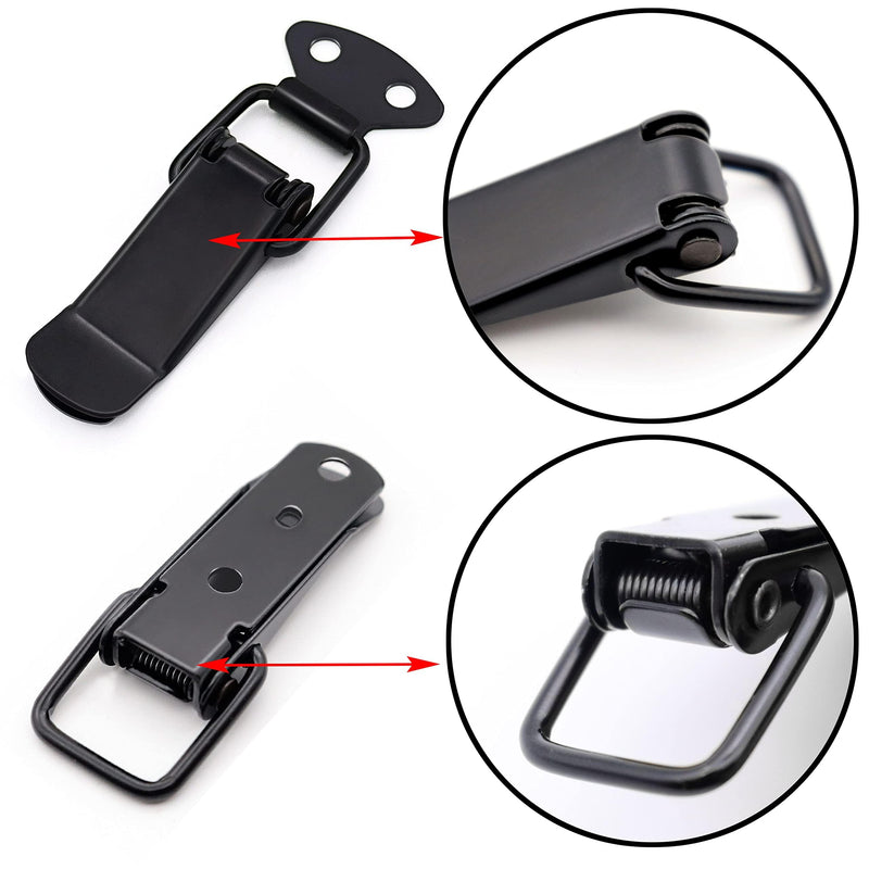 Lesnala 12 Set of Black Toggle Latch Stainless Steel Spring Toggle Lock Clasp Buckle Latch for Wooden Case Toolboxes Cabinet Chest, Latch Catches Hasps Clamps 75mm Overall Length with Mounting Screws
