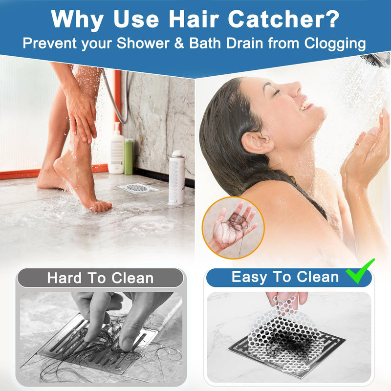 INVIHUG, 25 Pack, Disposable Shower Drain Hair Catcher Mesh Stickers, Disposable Hair Drain Catcher. (White) White 3.5inch-25