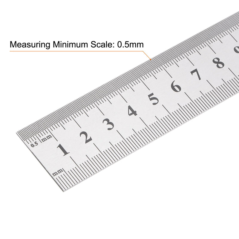 HARFINGTON 2 in 1 Stainless Steel Ruler with Scriber Block 60cm/24 Metric and Inch Metal Ruler with 30mm Length Brass Locating Vernier Slider for Woodworking DIY Measuring, Gold Tone 60cmx29mmx0.9mm