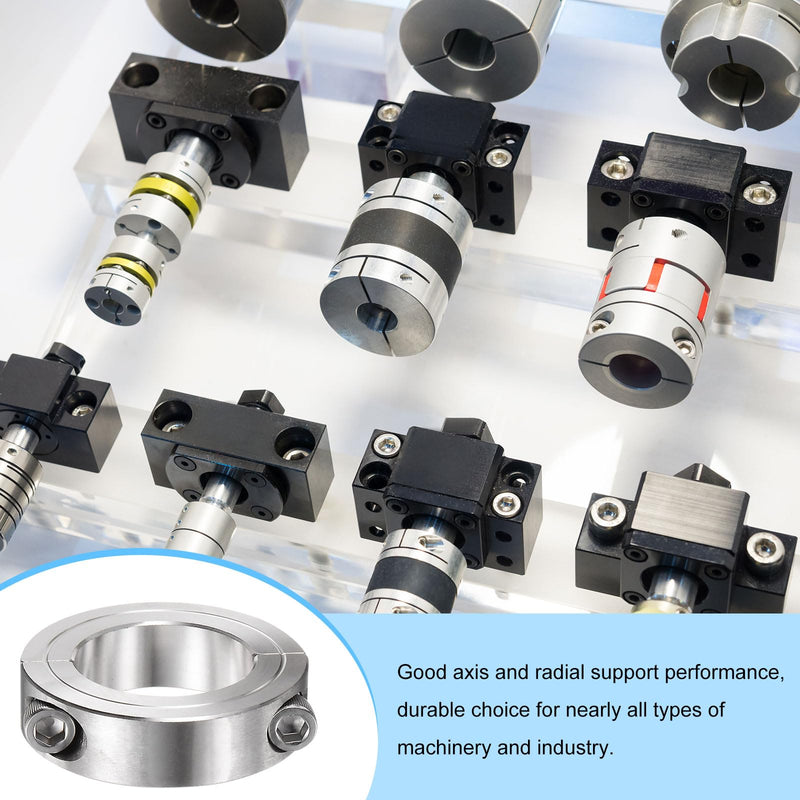 HARFINGTON 2pcs Shaft Collar for 1-5/8" Rod 2-5/8" OD 11/16" Width 304 Stainless Steel Double Split Axle Clamp-On Collar with Set Screw 1-5/8" Bore