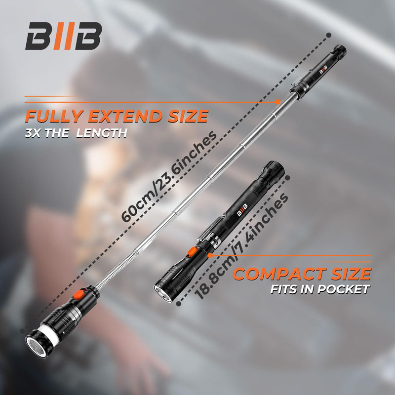 BIIB Gifts for Men, Extendable Telescoping Magnetic Pickup Tools, Mens Gifts for Dad Him Husband Grandpa, Dad Gifts for Men Who Have Everything, Birthday Gifts for Men, Unique Gadgets Tools for Men Jet Black