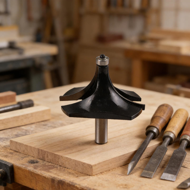 1/2 Inch Shank Roundover Router Bit, 38mm Cutting Radius, 3 Inch Diameter, Carbide Corner Rounding Edge Forming Beading Bit for Wood MDF Plywood Black-3Inch
