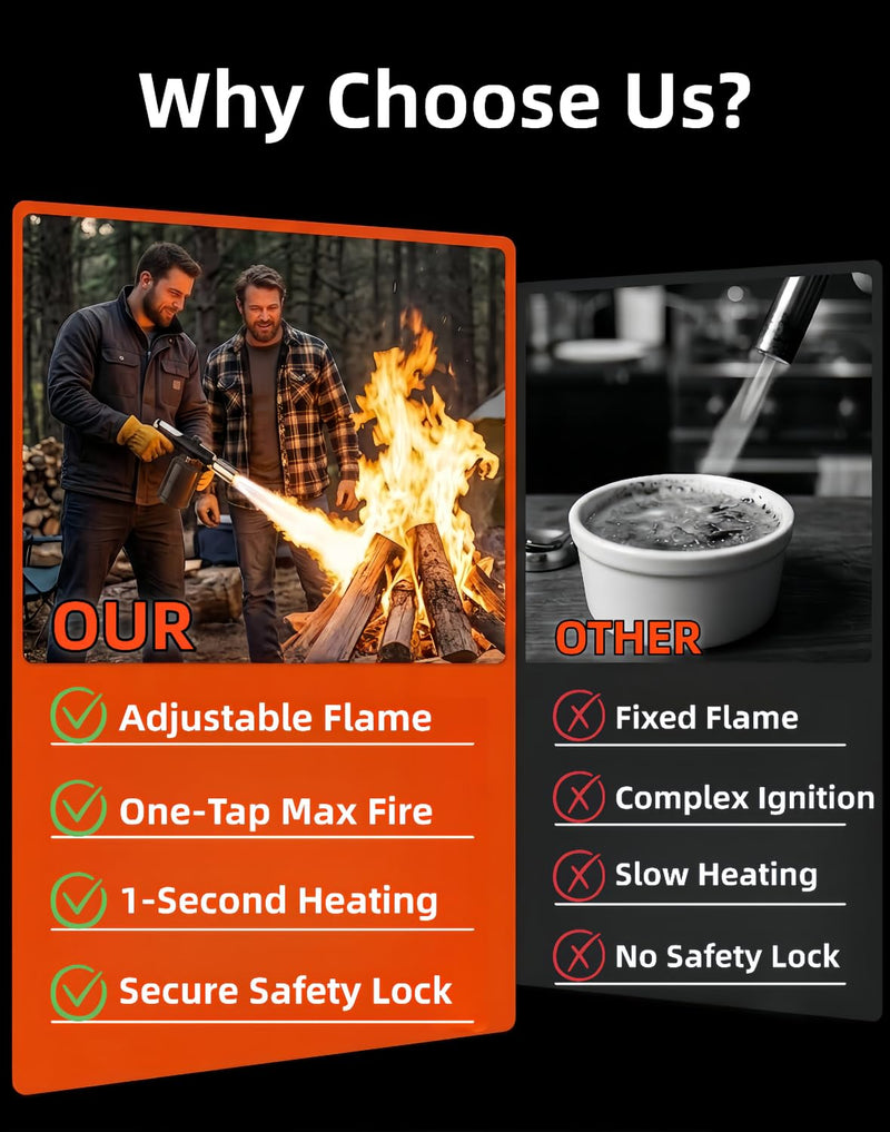 Propane Torch Gun,Weed Torch Propane Burner & Flame Thrower Gun, Cooking Torch Lighter with Safety Lock for Cooking, BBQ, Grill, Welding, Charcoal Lighting (Tank Not Included) Black