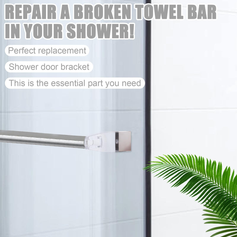 4pcs Clear Acrylic Towel Bar Brackets, Fit for Alumax/Basco Framed Sliding Glass Shower Door Towel Rod with 4 Tightening Screws & Bright Chrome Sleeve Replacement Parts for Bathroom